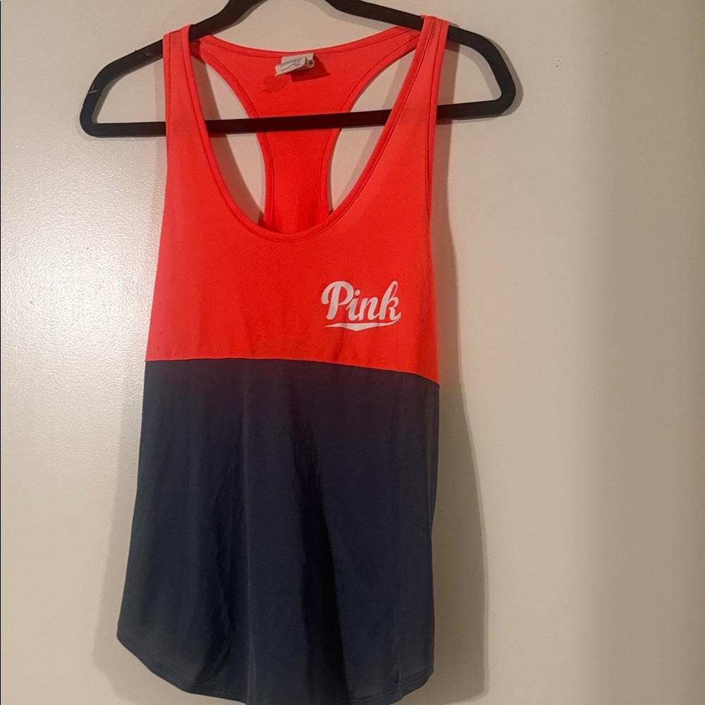 PINK Victoria's Secret Orange and Grey Tank Top